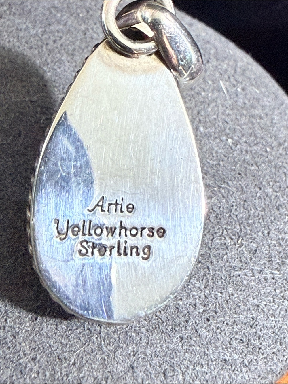 925, Denim Lapis Teardrop, Signed Native Pendant ~ Artie Yellowhorse - Picture 3 of 6